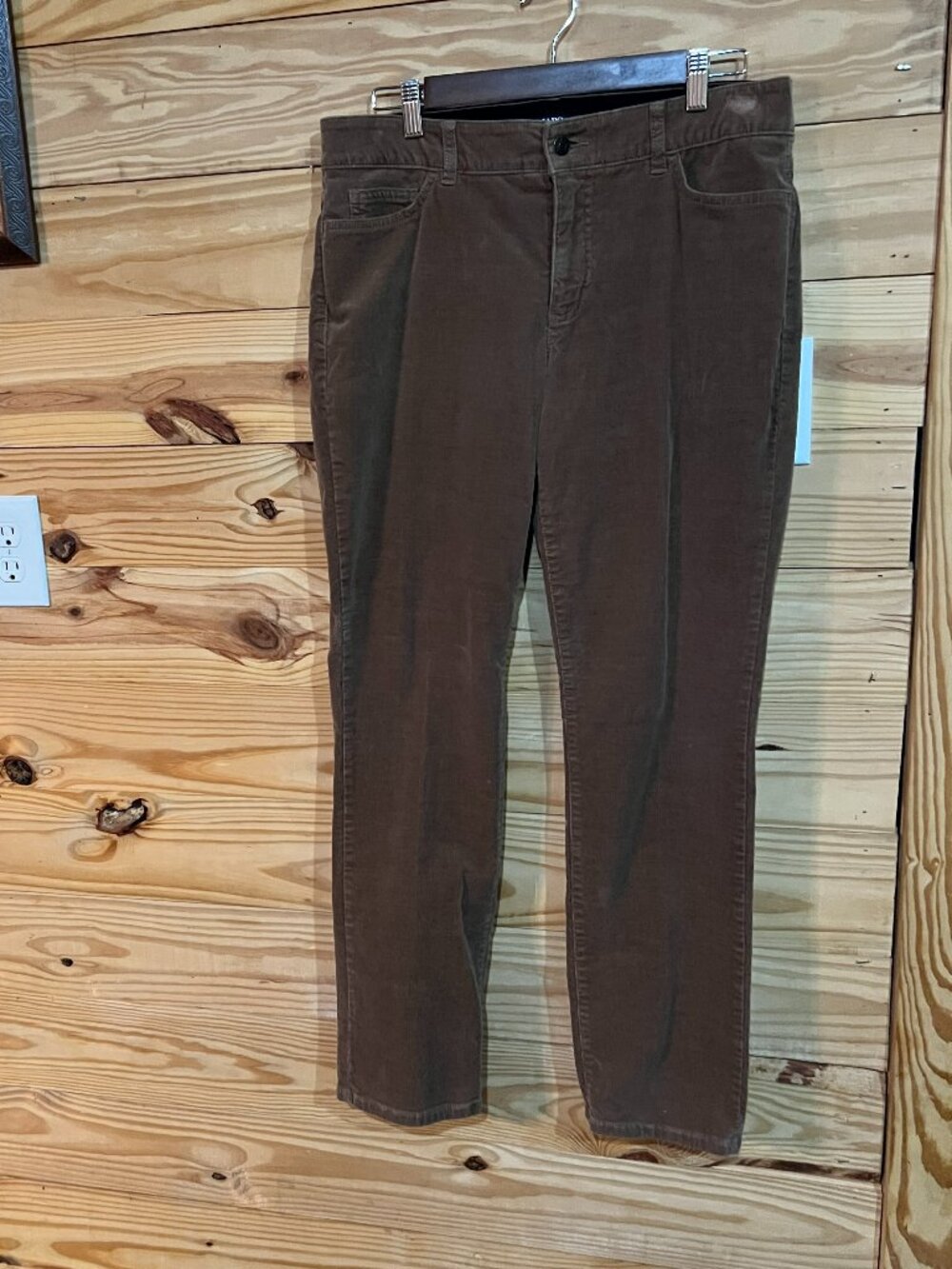 Chaps Women's Size 10 Brown Corduroy Pants Straight Leg 5-Pocket Cords Stretch